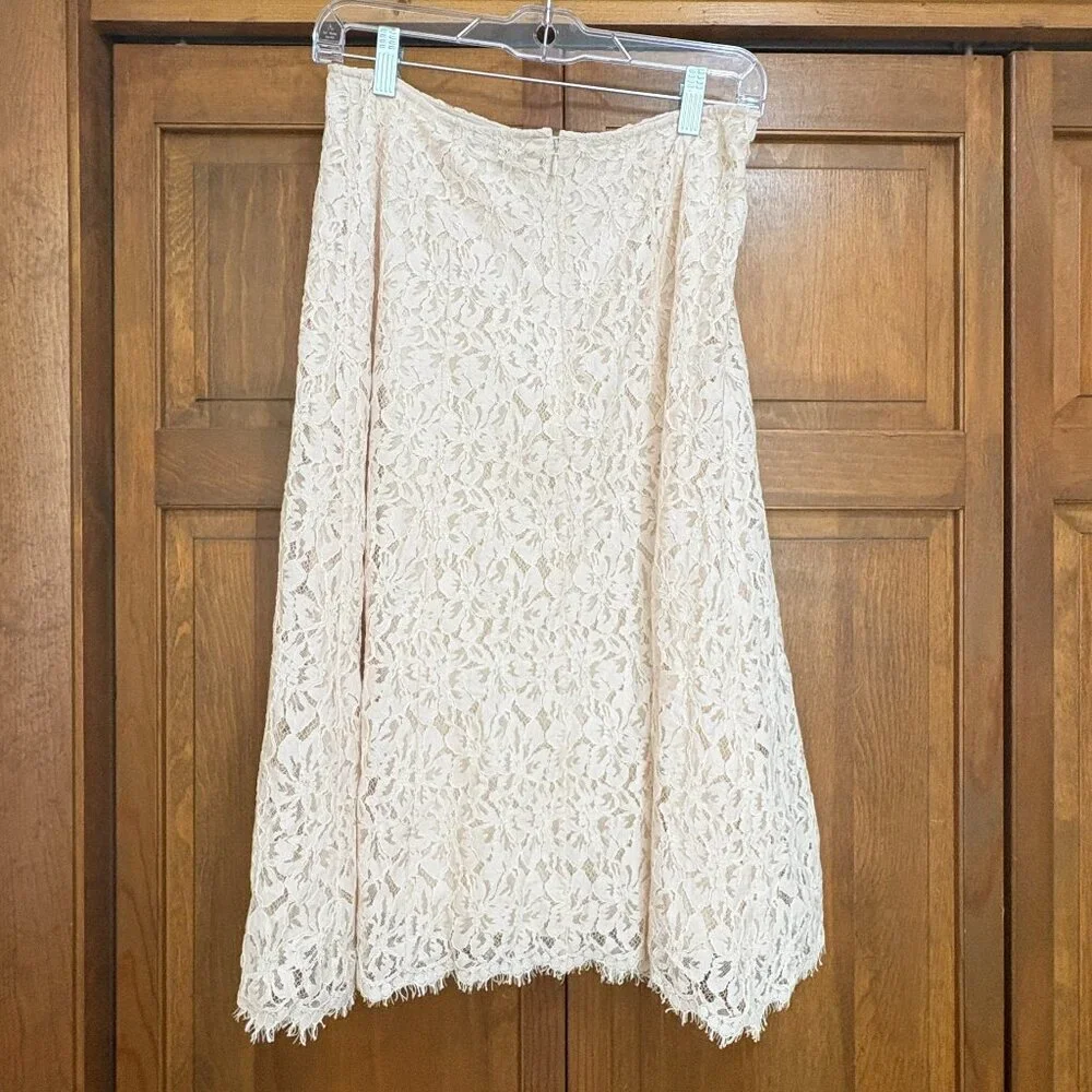 Lewit Ivory Lace Midi Skirt – Size 8 – Feminine A-Line - Picture 2 of 5